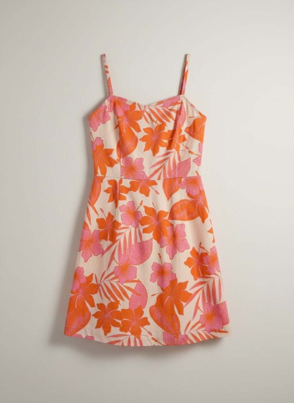 Roxy Tropical Floral Mini Dress Pink Orange Hawaiian Sundress Size Small